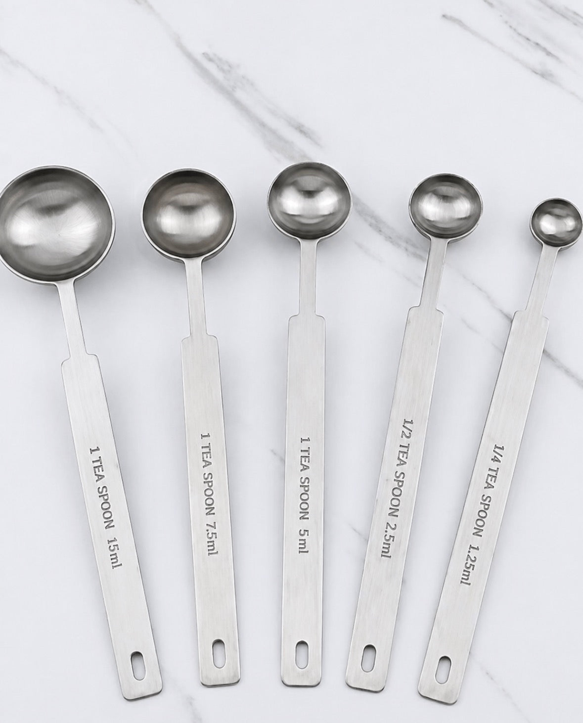 18cm long stainless steel supplment scoops 1.25/2.5/5/7.5/10/15 ml