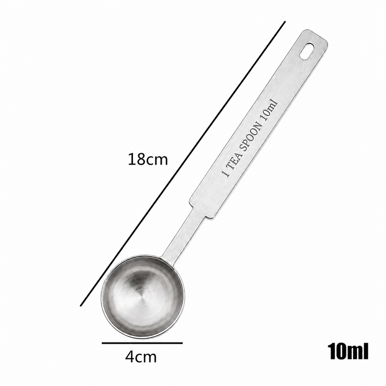 18cm long stainless steel supplment scoops 1.25/2.5/5/7.5/10/15 ml