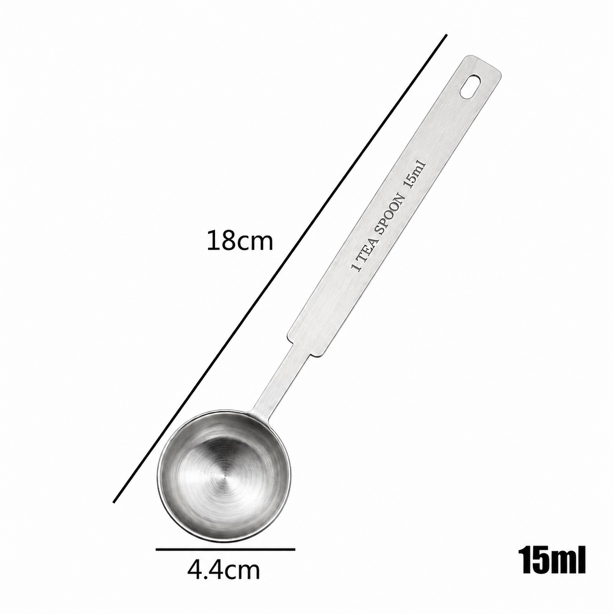 18cm long stainless steel supplment scoops 1.25/2.5/5/7.5/10/15 ml