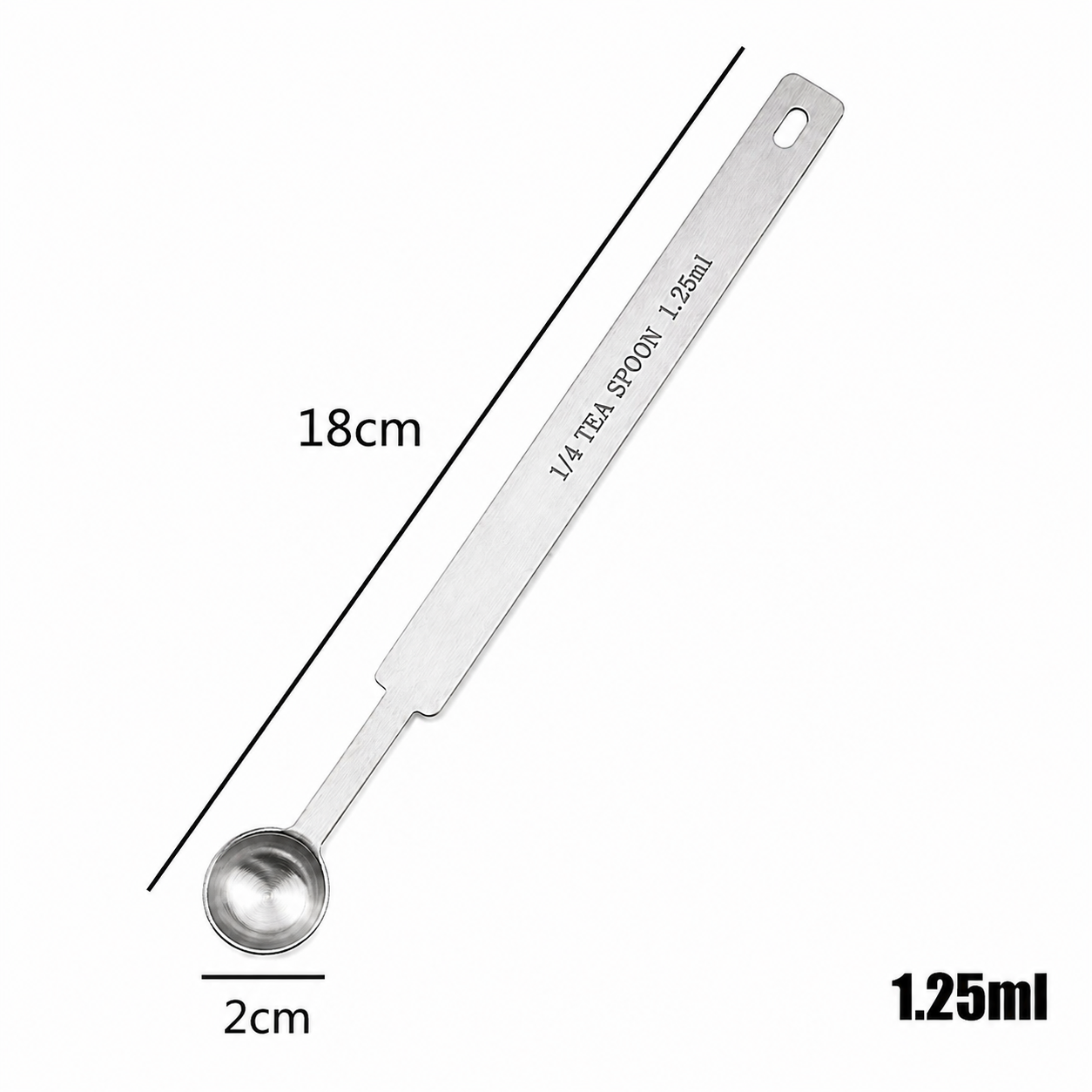 18cm long stainless steel supplment scoops 1.25/2.5/5/7.5/10/15 ml